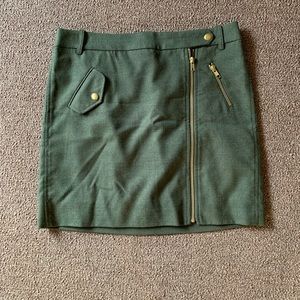 J.Crew Green Wool Moto Skirt